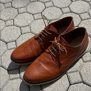 Vostey Brown Leather Derby Shoes for Men
